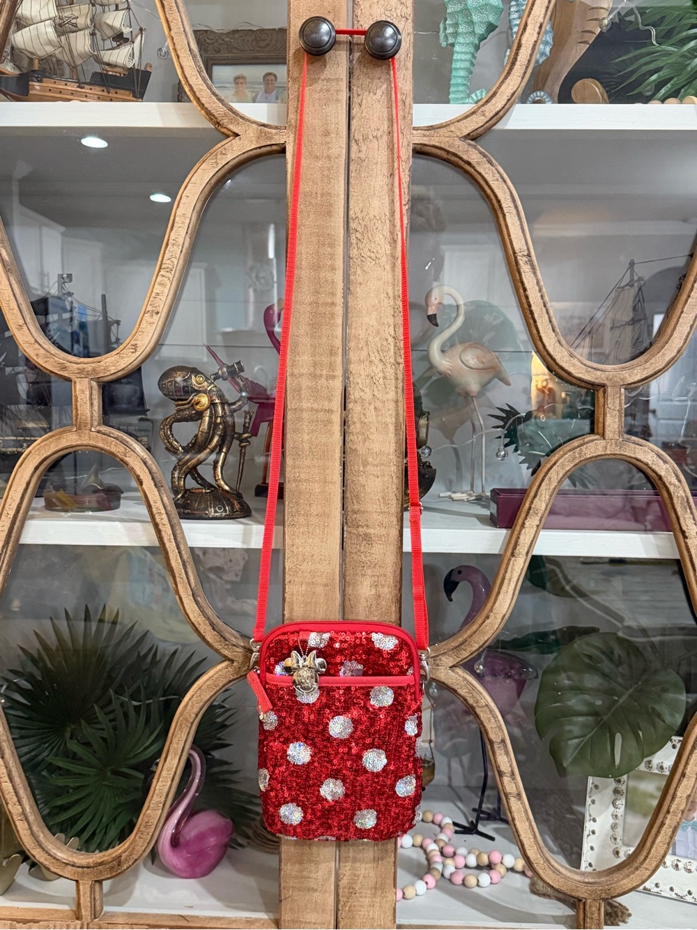 Disney Parks Red Sequins Polka Dot Crossbody Bag Red and White Minnie Mouse